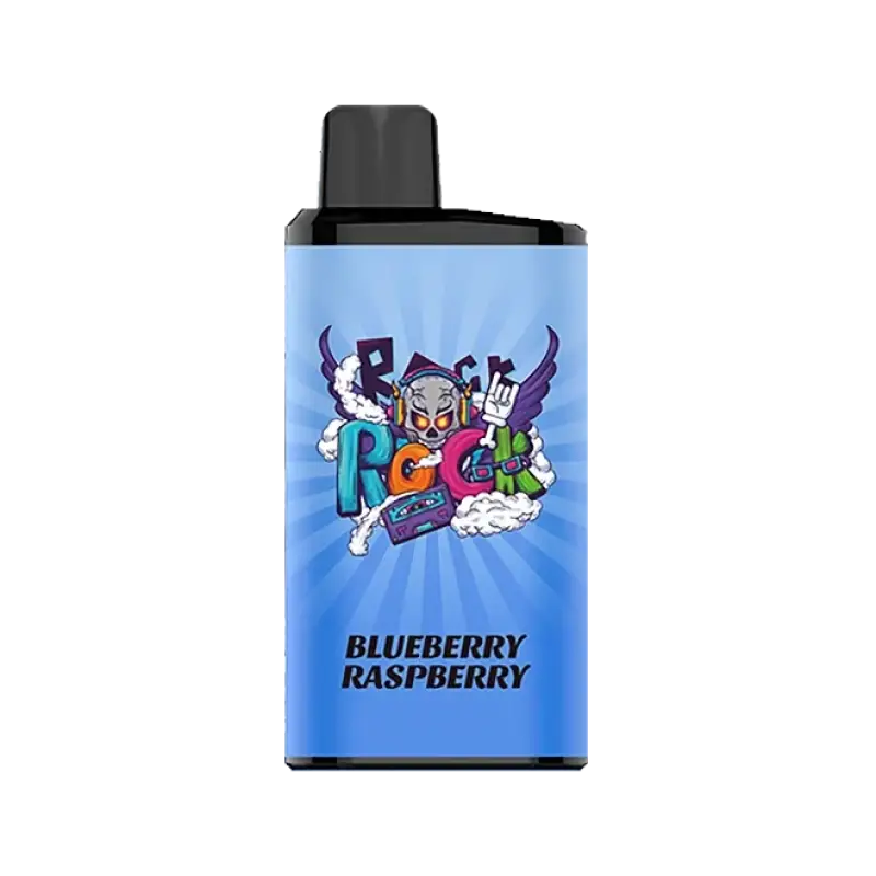 Iget bar pro blueberry raspberry vape cartridge with light blue label featuring vibrant cartoon skull design and black top