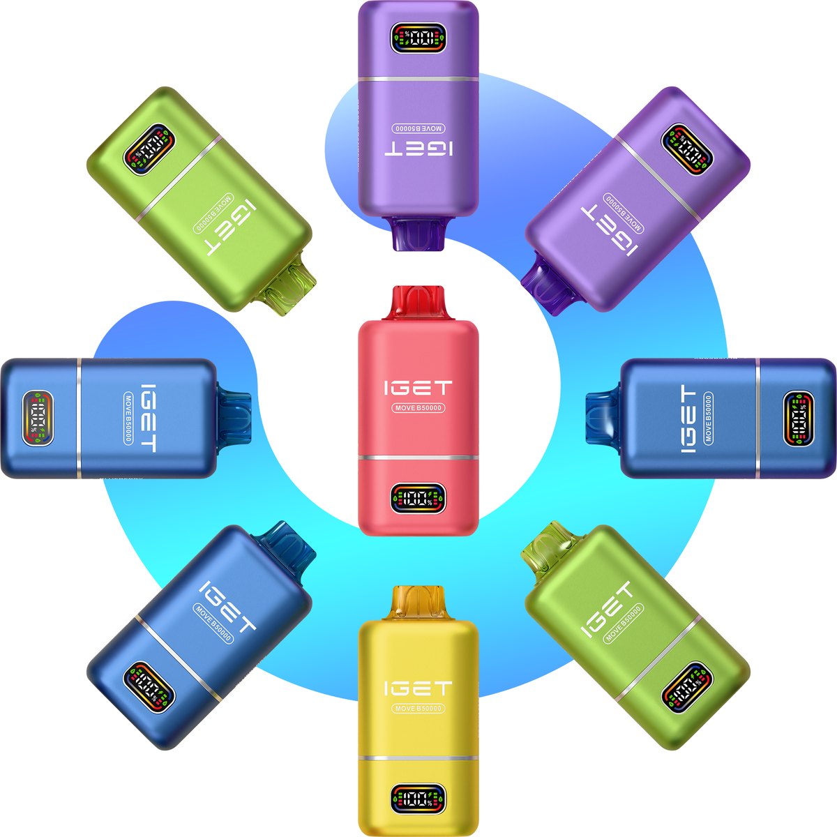 The IGET Move B50000 colour and flavour range