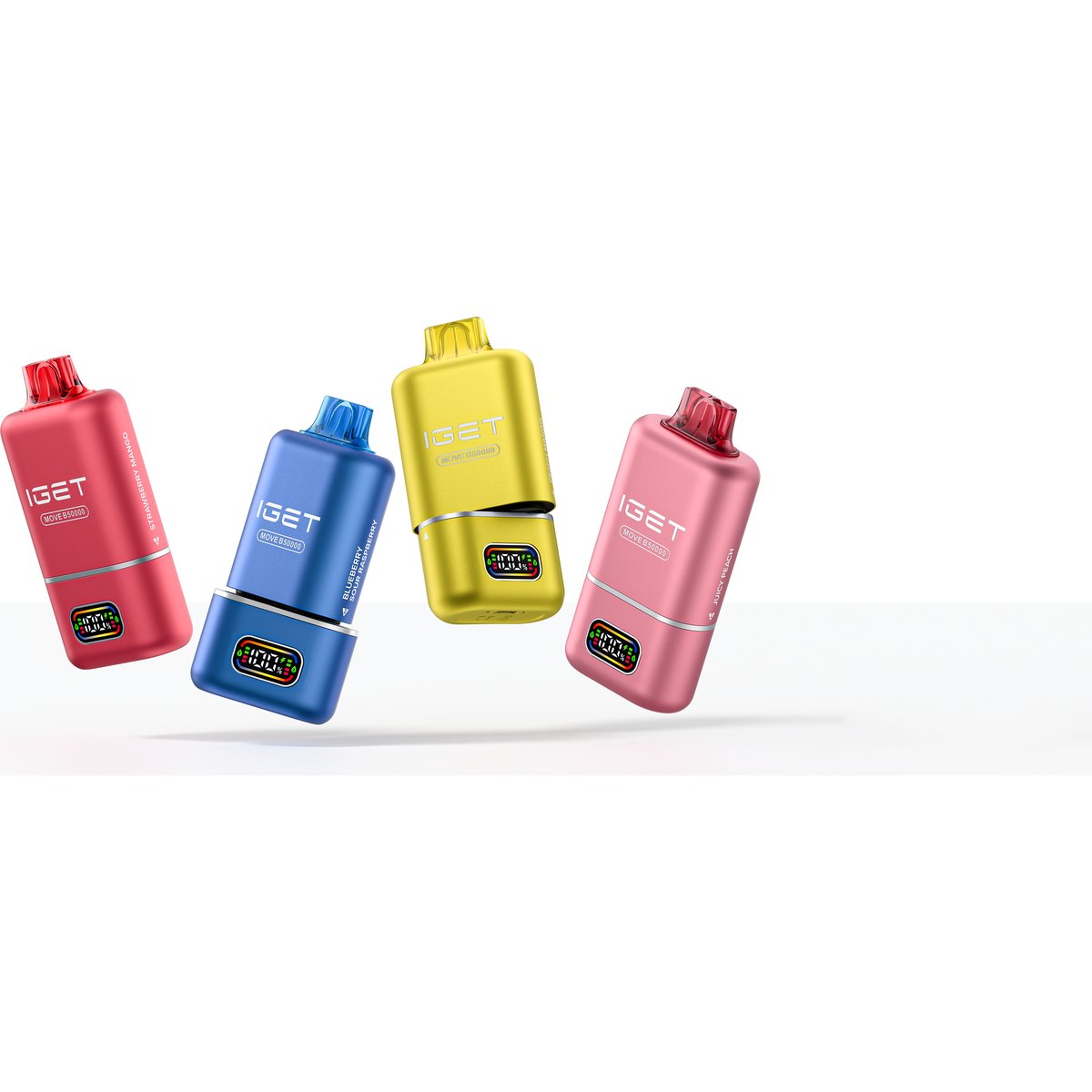 IGET Move B50000 disposable vapes in four colours with digital displays