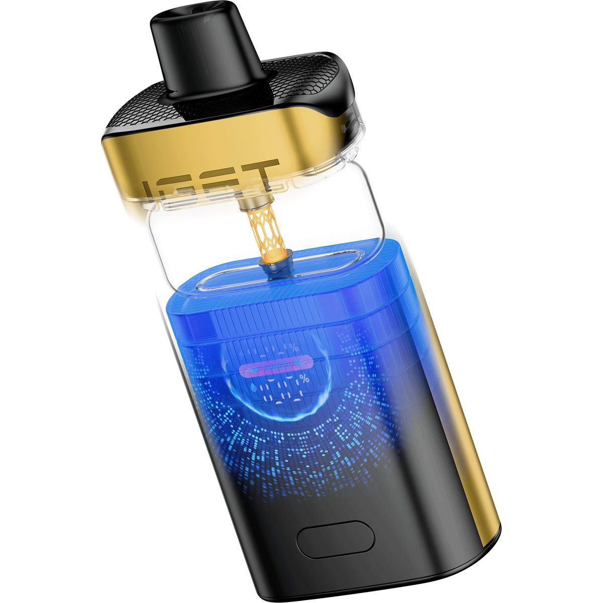 Cutaway view of the IGET Falcon dual mesh coil and e-liquid chamber