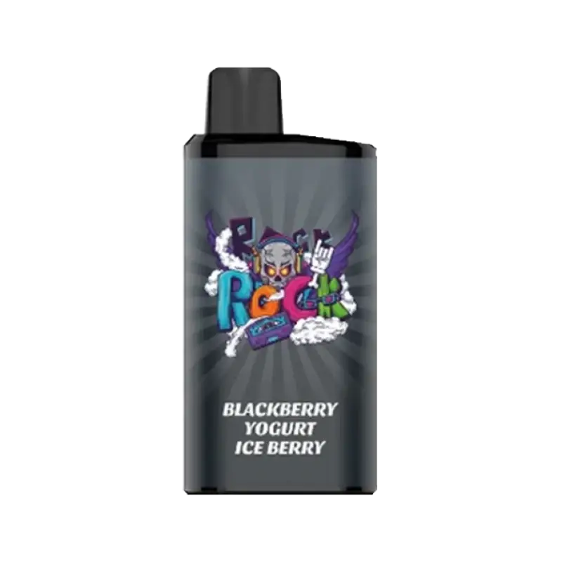 Iget bar pro blackberry yogurt ice berry vape cartridge with dark gray body and colorful skull headphone graphic design