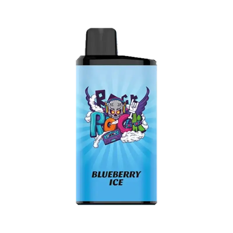 Iget bar pro blueberry ice vape cartridge with vibrant skull headphones and wings design on light blue background