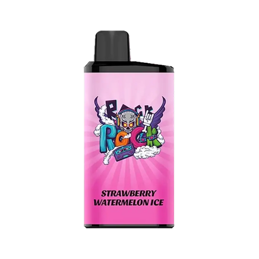 Iget bar pro pink rectangular vape pen with black cap featuring colorful graphics and strawberry watermelon ice flavor text