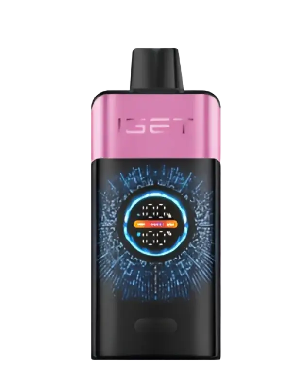 Iget one chup@ chups cherry pink and black vape pen with glowing blue digital display for iget vapes pro users