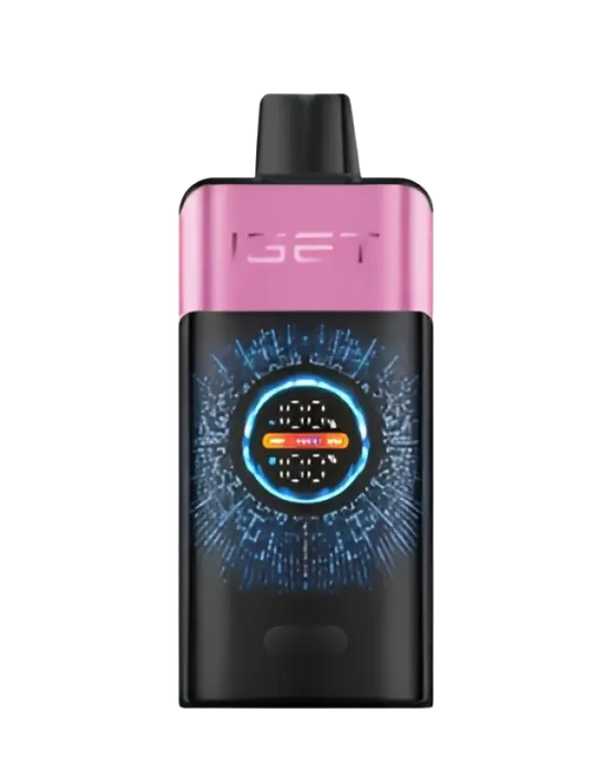 Iget one chup@ chups cherry pink and black vape pen with glowing blue digital display for iget vapes pro users