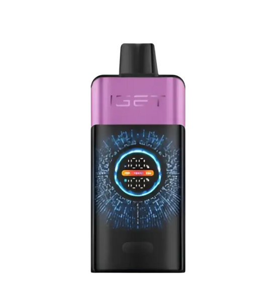 Purple and black iget pro vape pen with glowing digital display for chups grape flavor use in iget vapes lineup